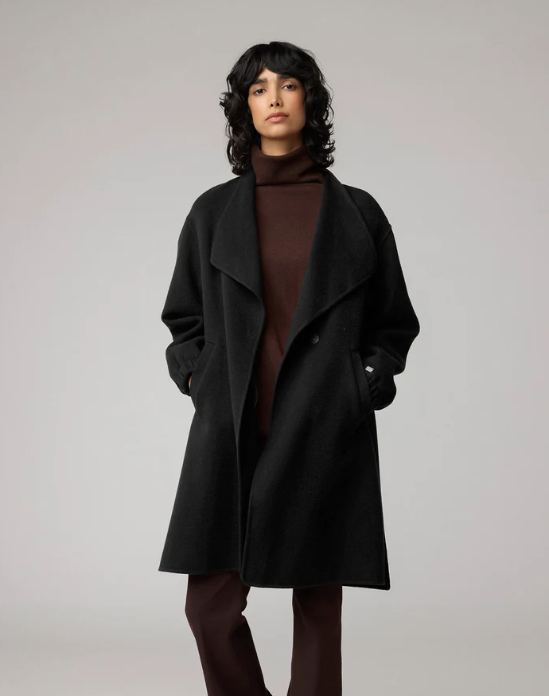 Soia & Kyo Susie  / Black Double Face Wool Martingale Coat