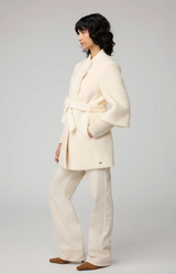 Soia & Kyo Wool Blend Sherpa Coat With Belt/Powder