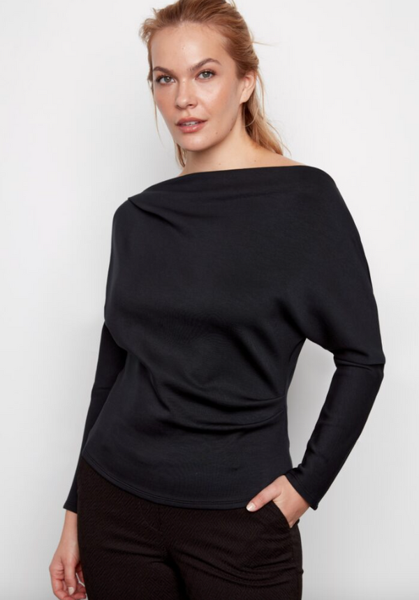 Cowlneck Dolman Top/Black