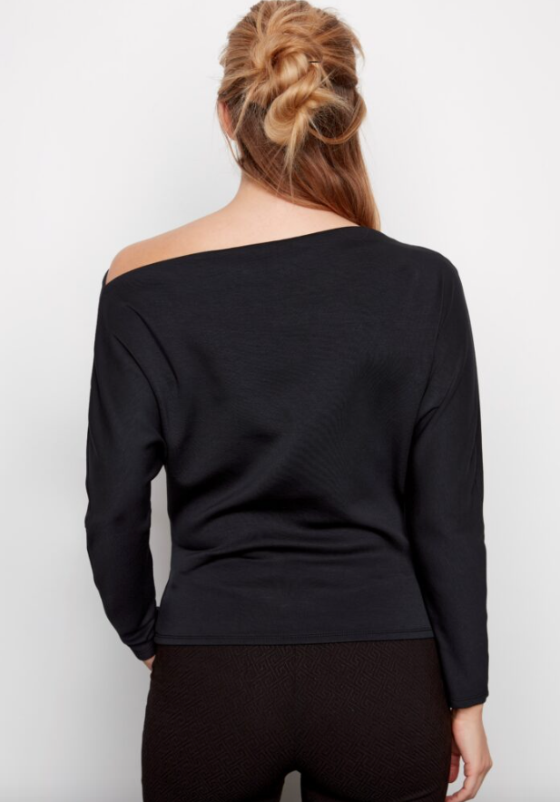 Cowlneck Dolman Top/Black