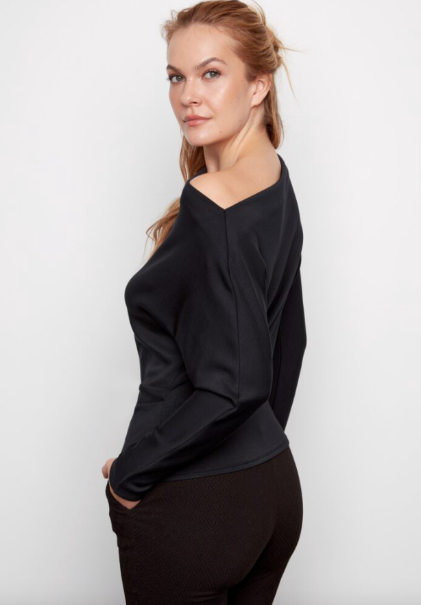 Cowlneck Dolman Top/Black