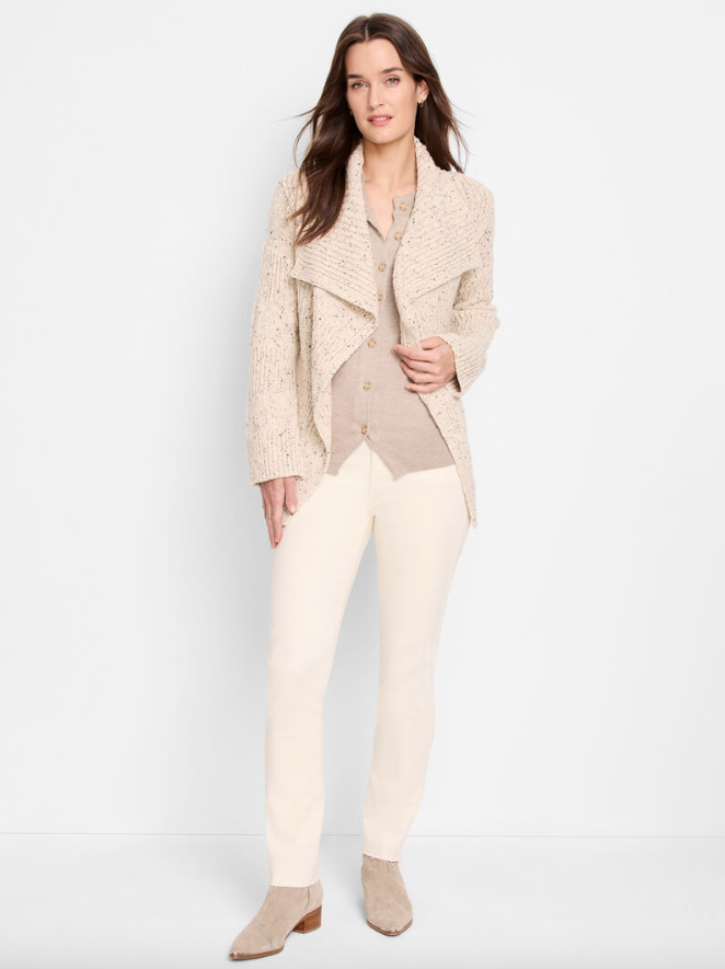 Nic & Zoe Textured Tweed Cardigan/Beige