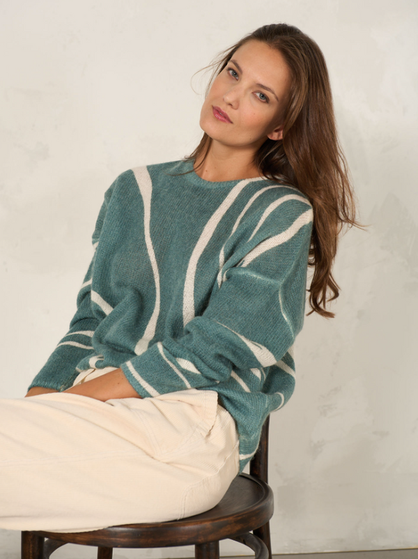 Nile Print Sweater/Seagreen