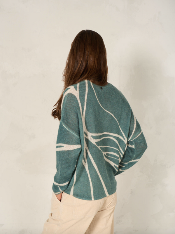 Nile Print Sweater/Seagreen