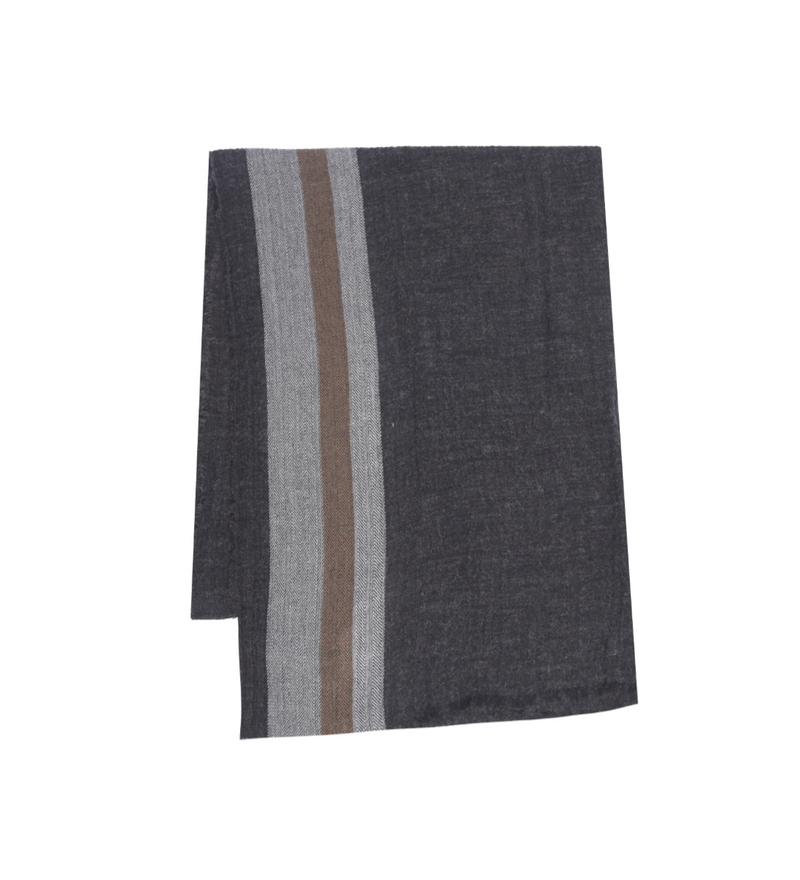 Echo Border Stripe Wrap Scarf / Browntones