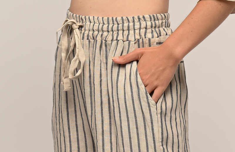 Linen Luv Striped Crop Pant / Sabia