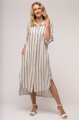 Linen Luv Shirt Dress / Sabbia Stripe