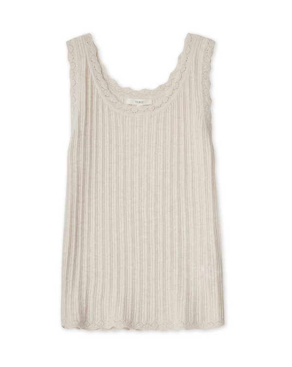 Yerse Pointelle Knit Tank /  Natural