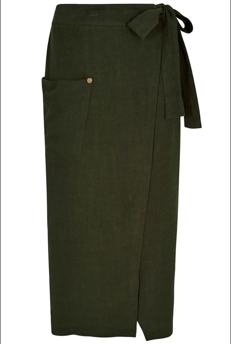 Apricot Cargo Wrap Skirt / Olive Green