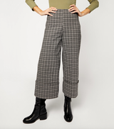 Astrid Lennon Wide Leg Crop Pant / Black Plaid