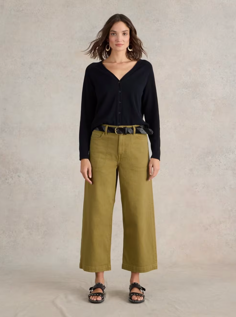 White Stuff Tia Wide Leg Crop / Khaki