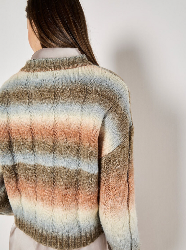 Apricot Cable Sweater / Space Dye Multi