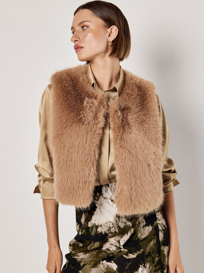 Apricot Faux Fur Vest