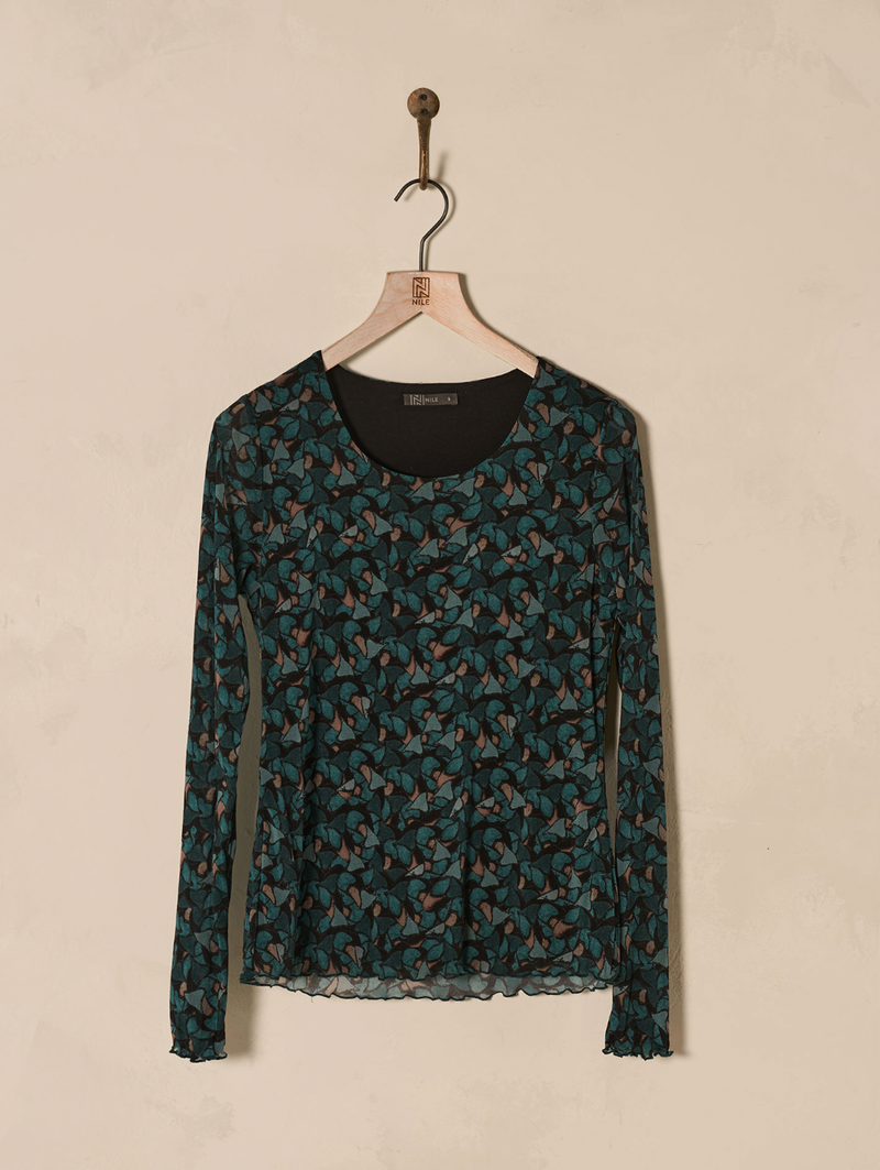 Nile Print Top/Petrol