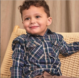 EnFant Check Shirt/ Blue+Green Plaid