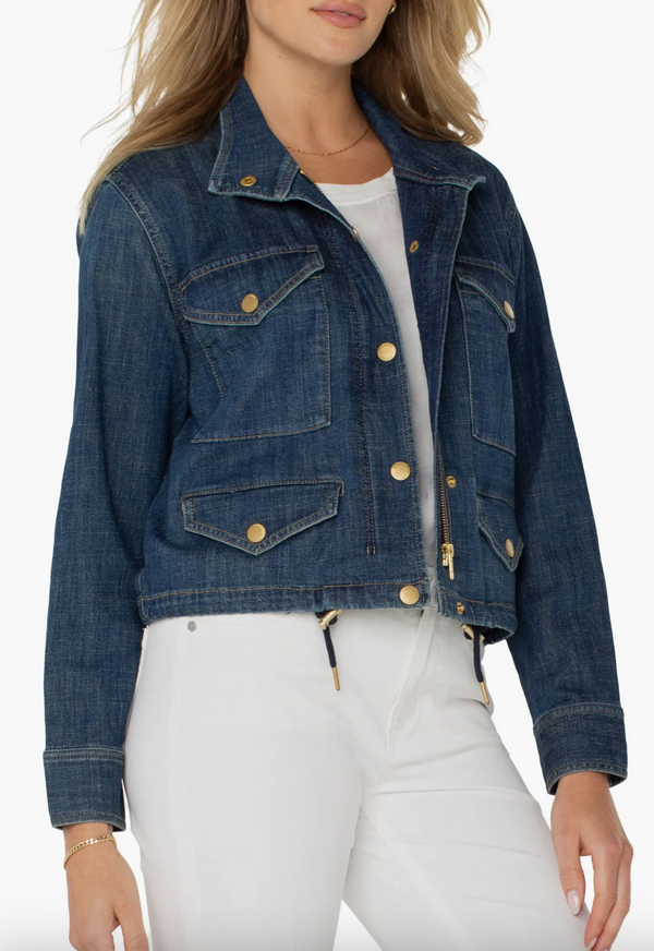 Liverpool Crop Denim Jacket / Laguna Beach