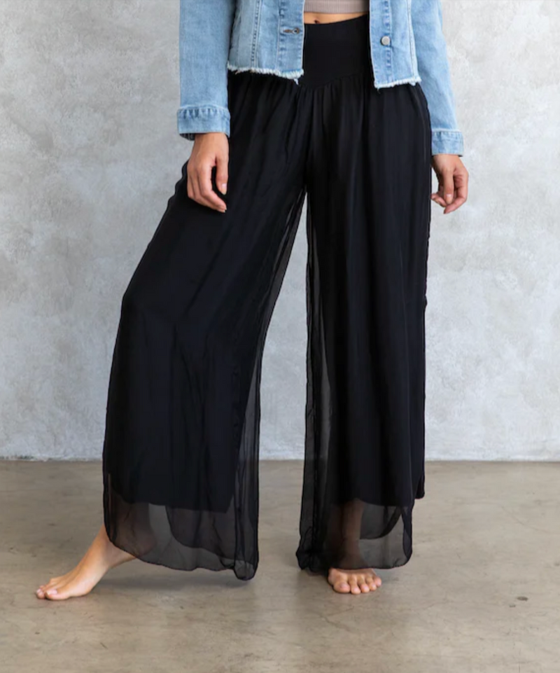 Jessica Laura Italian Silk Pants / Black