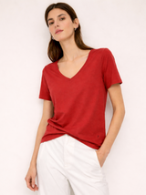 Yerse V-Neck Organic cotton T-Shirt  / Terracotta Red