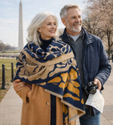 Winding River Marsh Fern Reversible Wrap / Blue-Camel