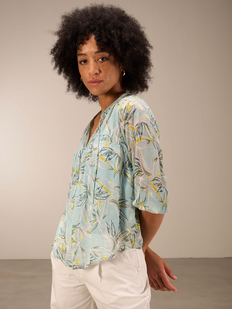 Nile Chiffon Print Blouse / Sea
