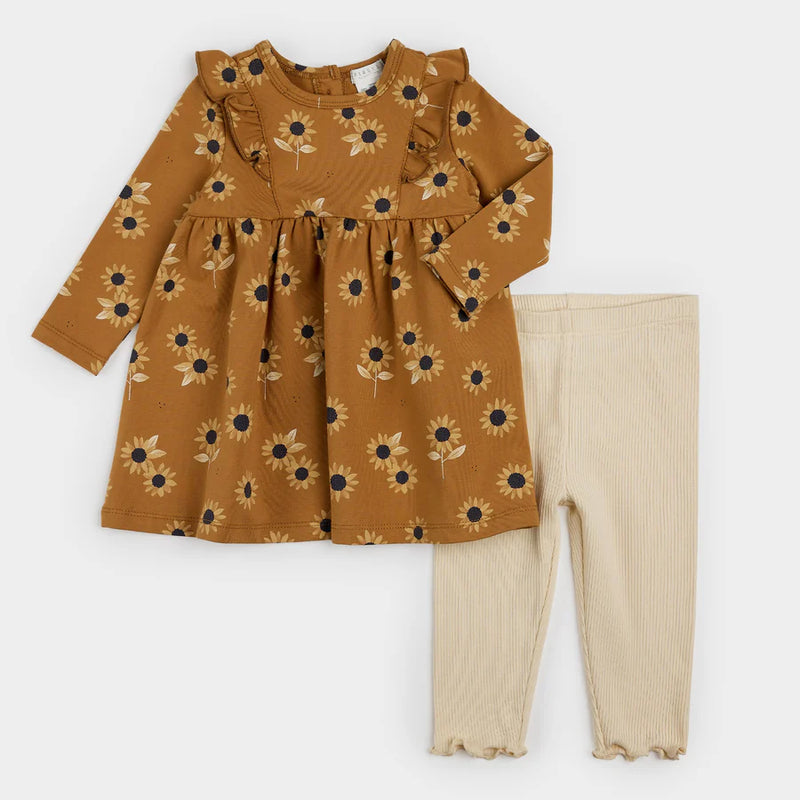 Petit Lem FIRSTS Sunflower Print Dress Set /Amber