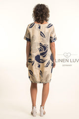 Linen Luv Dress / Navy Sand print
