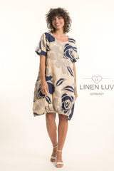 Linen Luv Dress / Navy Sand print