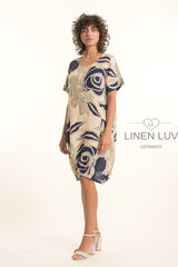 Linen Luv Dress / Navy Sand print