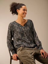 Nile Blouse / Espresso Print
