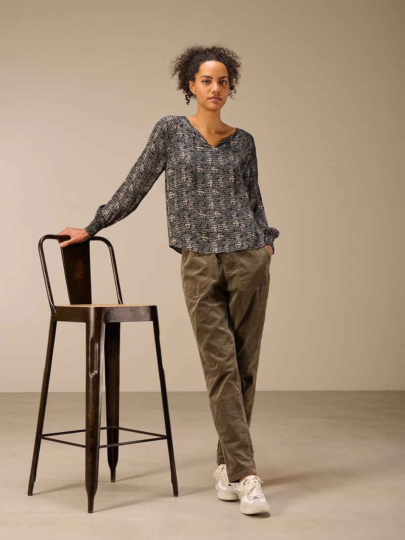 Nile Blouse / Espresso Print