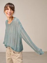 Nile Mohair & Wool Blend Wispy Knit Sweater / Sea