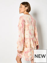 Apricot Ruffle Dress / Floral