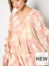 Apricot Ruffle Dress / Floral