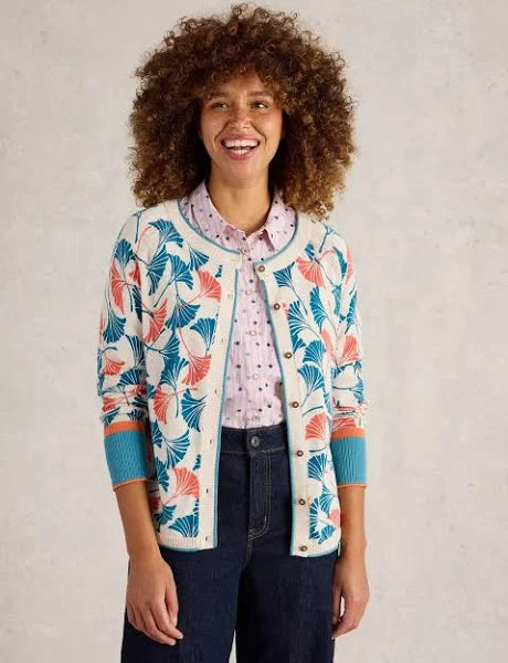 White Stuff Lulu Print Cardi / Natural Print