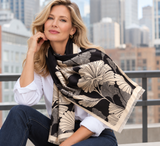 Winding River Ginkgo Reversible Wrap / Black & Cream