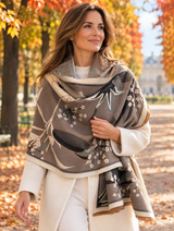 Winding River Garden Reversible Wrap / Gray & Black