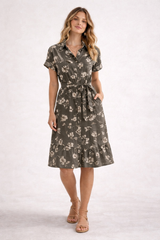 Apricot Shirtdress / Pressed Daisy Floral