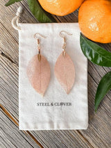 Steel & Clover Rose Gold Real Leaf Earring: 9 cm