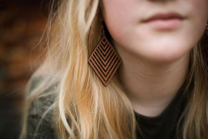 Steel & Clover Cobi Geometric Wooden Earrings: Black