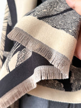 Winding River Ginkgo Reversible Wrap / Black & Cream