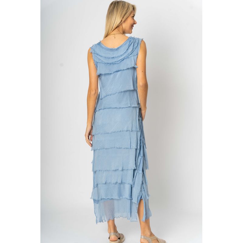 Italian Silk Layered Dress / Petrol Blue