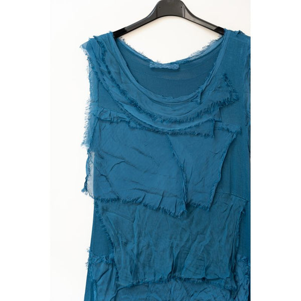 Italian Silk Layered Dress / Petrol Blue