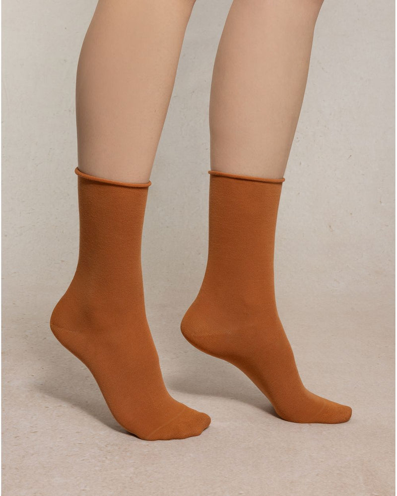 Bleuforêt Fine Cotton Socks / Light Leather