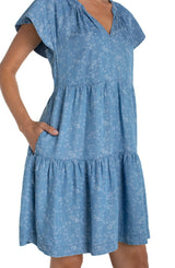 Liverpool Tiered Dress / Indigo  Rose