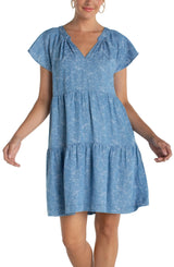 Liverpool Tiered Dress / Indigo  Rose
