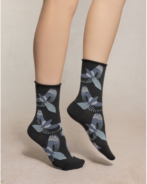 Bleuforêt Velvet Birds Socks / Black