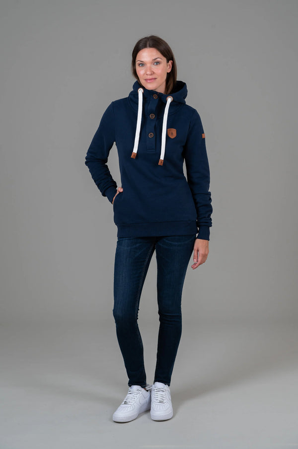 WANAKOME JAS button Pullover Hoodie / Oxford Blue