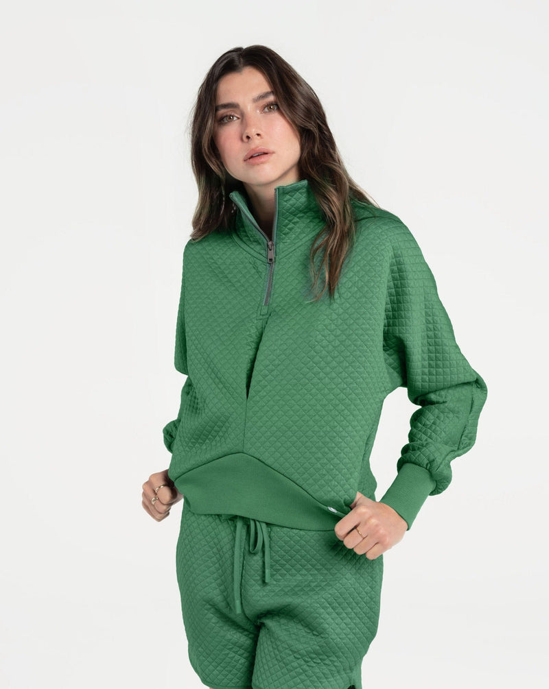 Lole Quilted Half Zip top / Basil