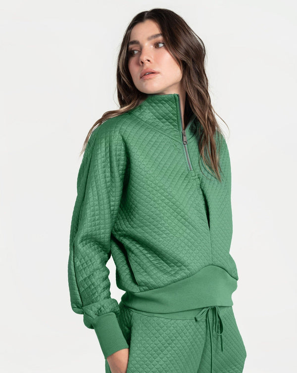 Lole Quilted Half Zip top / Basil