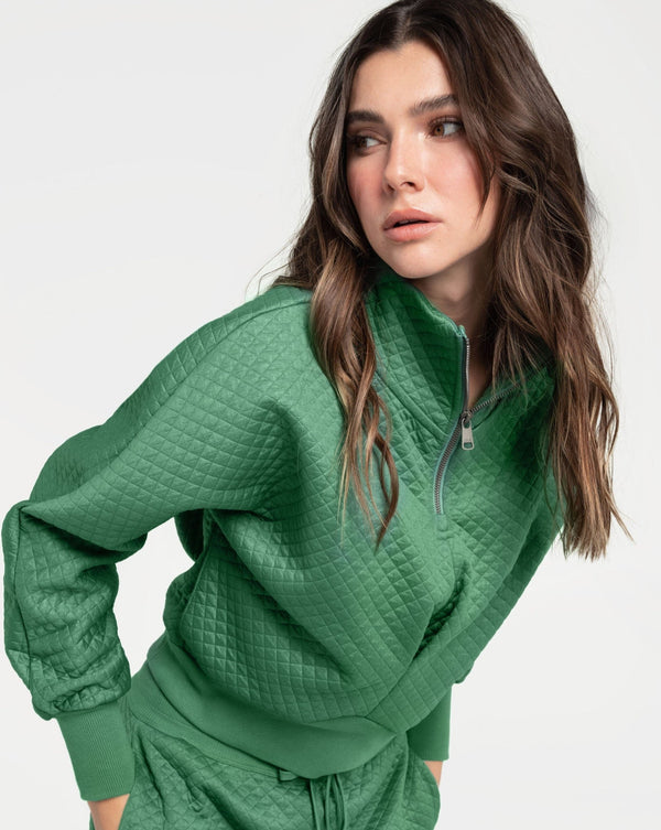 Lole Quilted Half Zip top / Basil